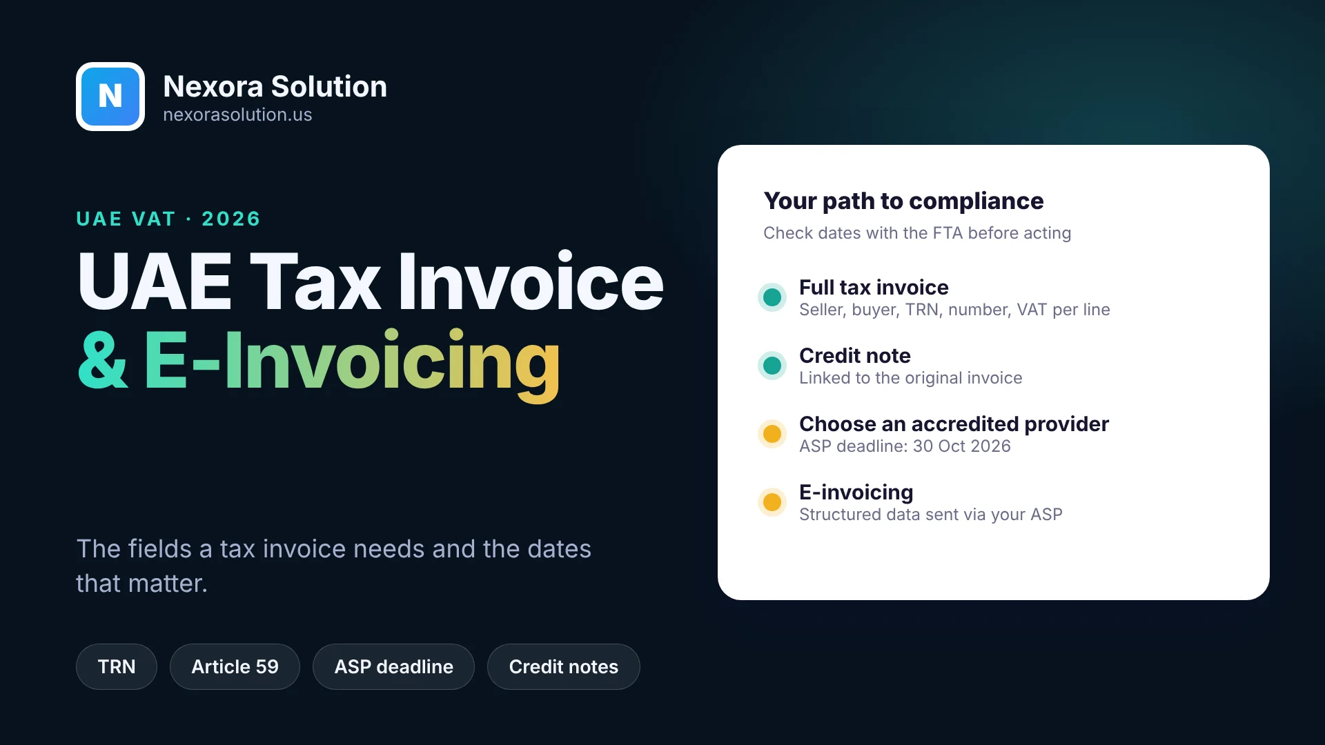 UAE Tax Invoice Requirements & E-Invoicing Dates 2026